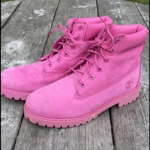 Pink Timberland women’s size 6.5 boots